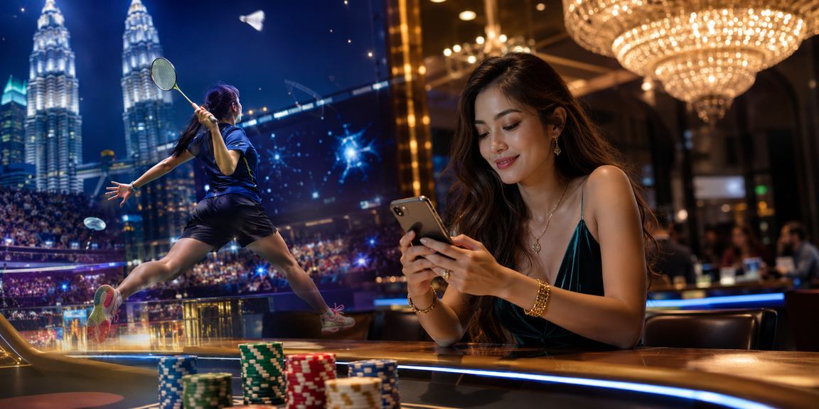 Pemain menyemak nombor loteri pilihan di telefon pintar di Kuala Lumpur